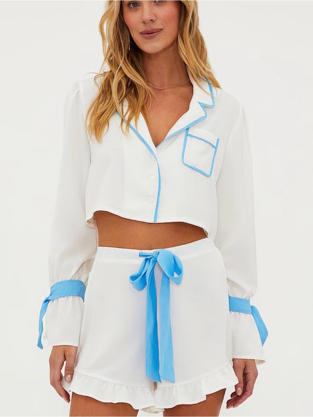 BEACH RIOT Aurora & Luna Sleep Shirt Medium White Blue